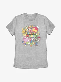 Nintendo Super Mario Color Collage Womens T-Shirt