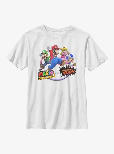 Nintendo Super Mario 3D World Bowser's Fury Group Youth T-Shirt