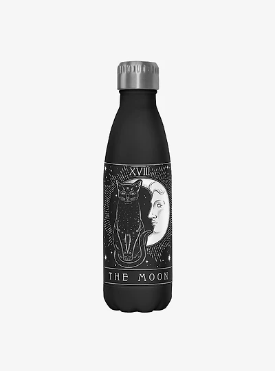 Tarot Moon Black Cat Stainless Steel Water Bottle