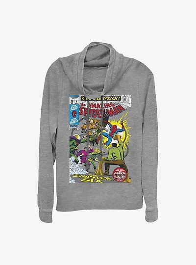 Marvel Spider-Man The Sinister Six Comic Cowl Neck Long-Sleeve Top
