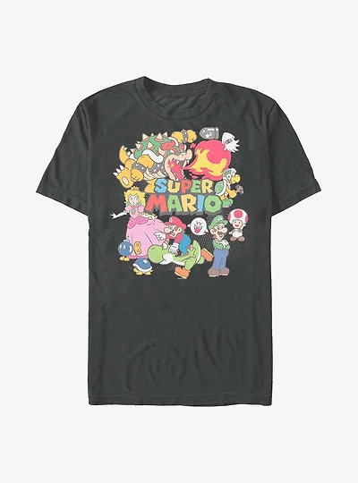 Nintendo Super Mario Color Character Collage T-Shirt