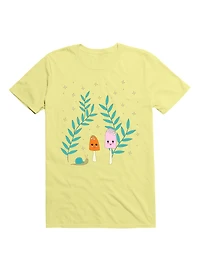 Kawaii Mushrooms In The Forest With Snail T-Shirt