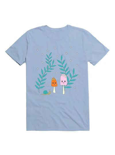 Kawaii Mushrooms The Forest With Snail T-Shirt