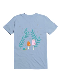 Kawaii Mushrooms The Forest With Snail T-Shirt