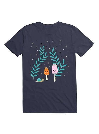 Kawaii Mushrooms In The Forest With Snail T-Shirt