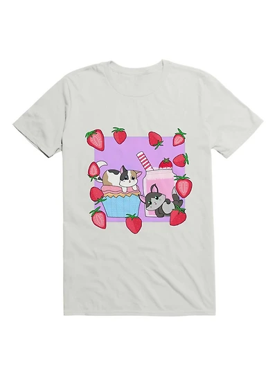 Kawaii Cats and Strawberries T-Shirt