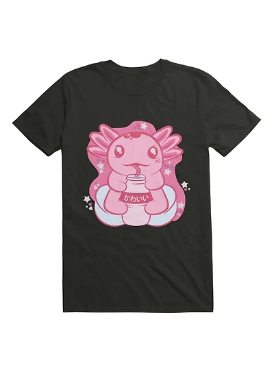 Kawaii Cute Axolotl Drinking Boba T-Shirt