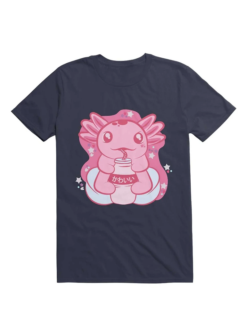 Kawaii Cute Axolotl Drinking Boba T-Shirt