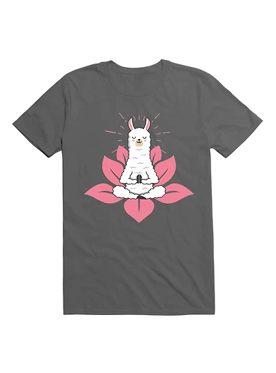 Kawaii Cute Llama Doing Yoga Llamaste Namaste Funny Meditation T-Shirt