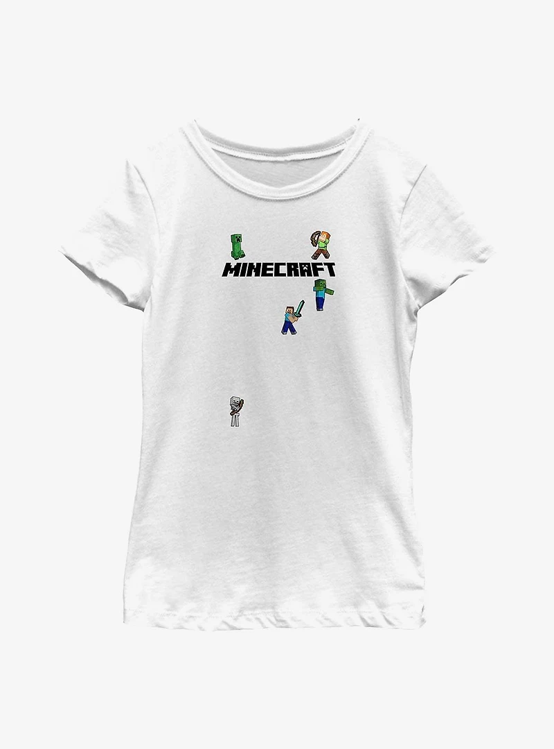 Minecraft Logo Sprites Overworld Youth Girls T-Shirt