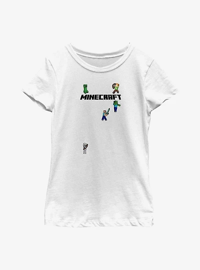 Minecraft Logo Sprites Overworld Youth Girls T-Shirt