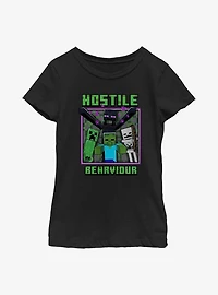 Minecraft Hostile Behavior Youth Girls T-Shirt