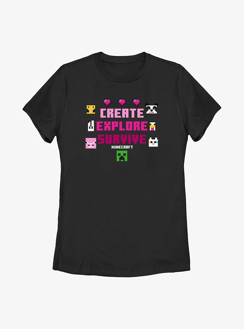 Minecraft Create Explore Survive Womens T-Shirt