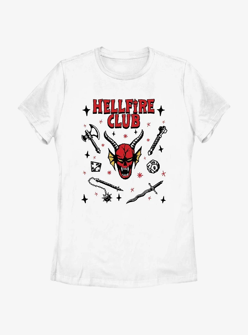 Stranger Things Textbook Hellfire Club Womens T-Shirt