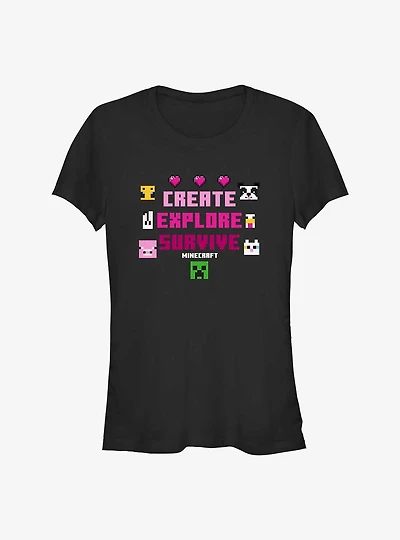 Minecraft Create Explore Survive Girls T-Shirt