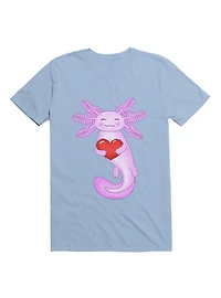 Kawaii Purple Axolotl Holding A Red Heart T-Shirt