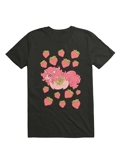 Kawaii Strawberry Unicorn With Strawberries T-Shirt