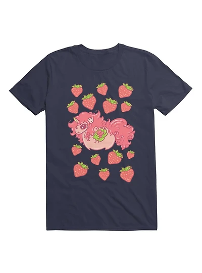 Kawaii Strawberry Unicorn With Strawberries T-Shirt