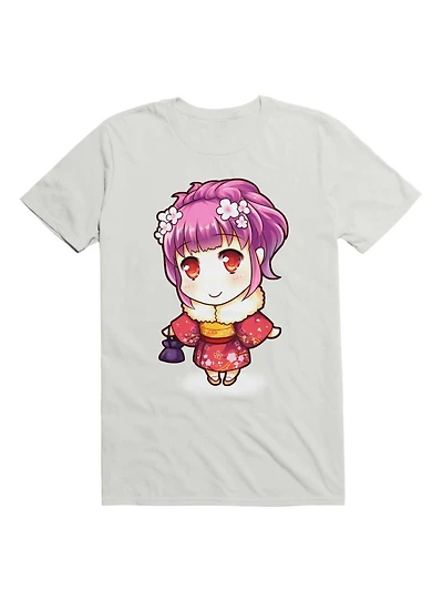 Kawaii Pink Haired Girl Kimono T-Shirt
