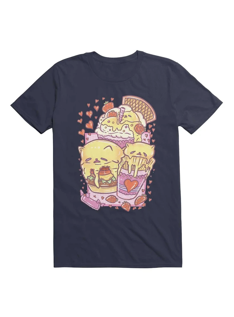 Kawaii Custard Cat: A Family Meal Set T-Shirt