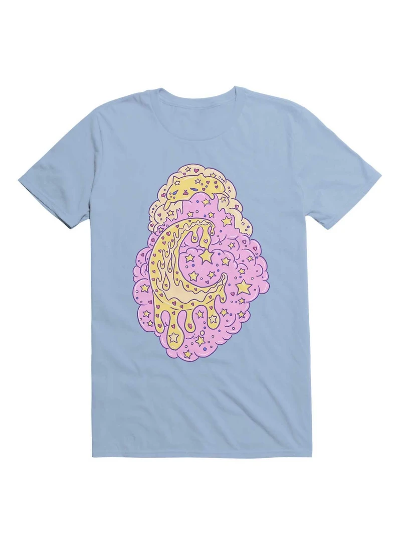 Kawaii Custard Cat Melting On A Cloud T-Shirt
