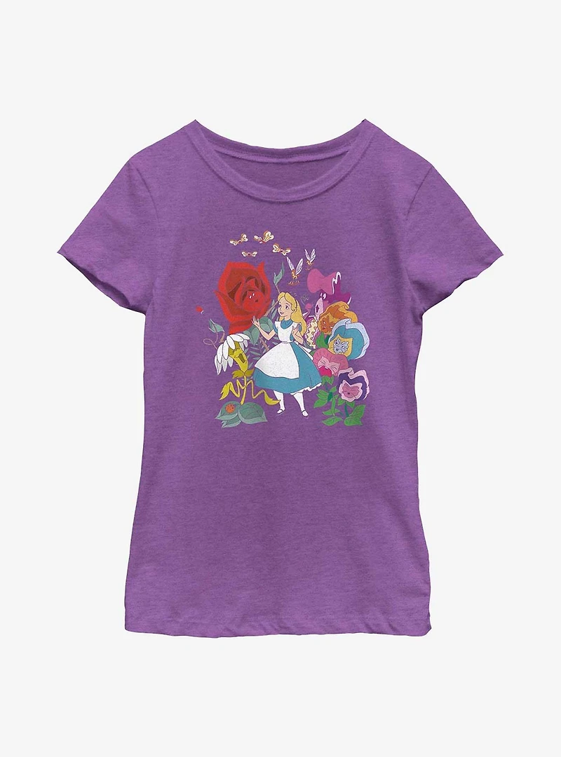 Disney Alice Wonderland Flower Afternoon Youth Girls T-Shirt