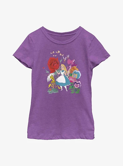 Disney Alice Wonderland Flower Afternoon Youth Girls T-Shirt