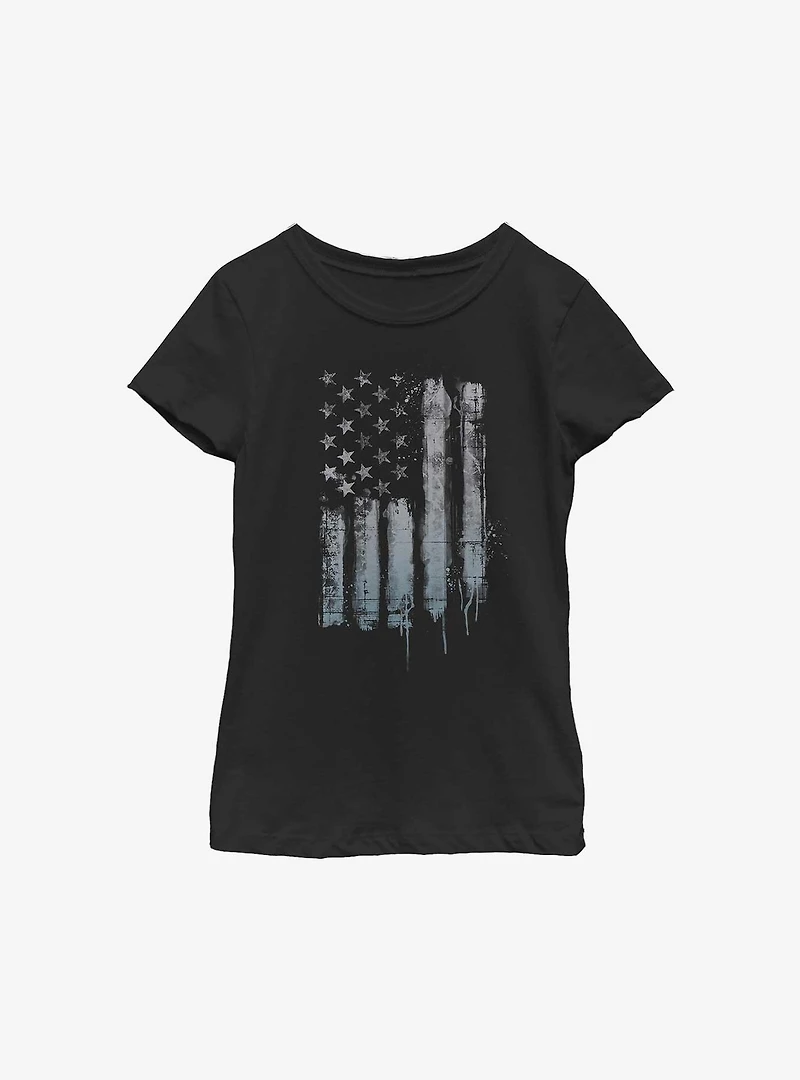 Rustic American Flag Youth Girls T-Shirt