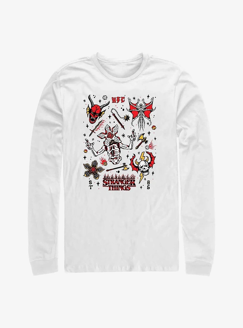 Stranger Things Hellfire Doodles Long-Sleeve T-Shirt