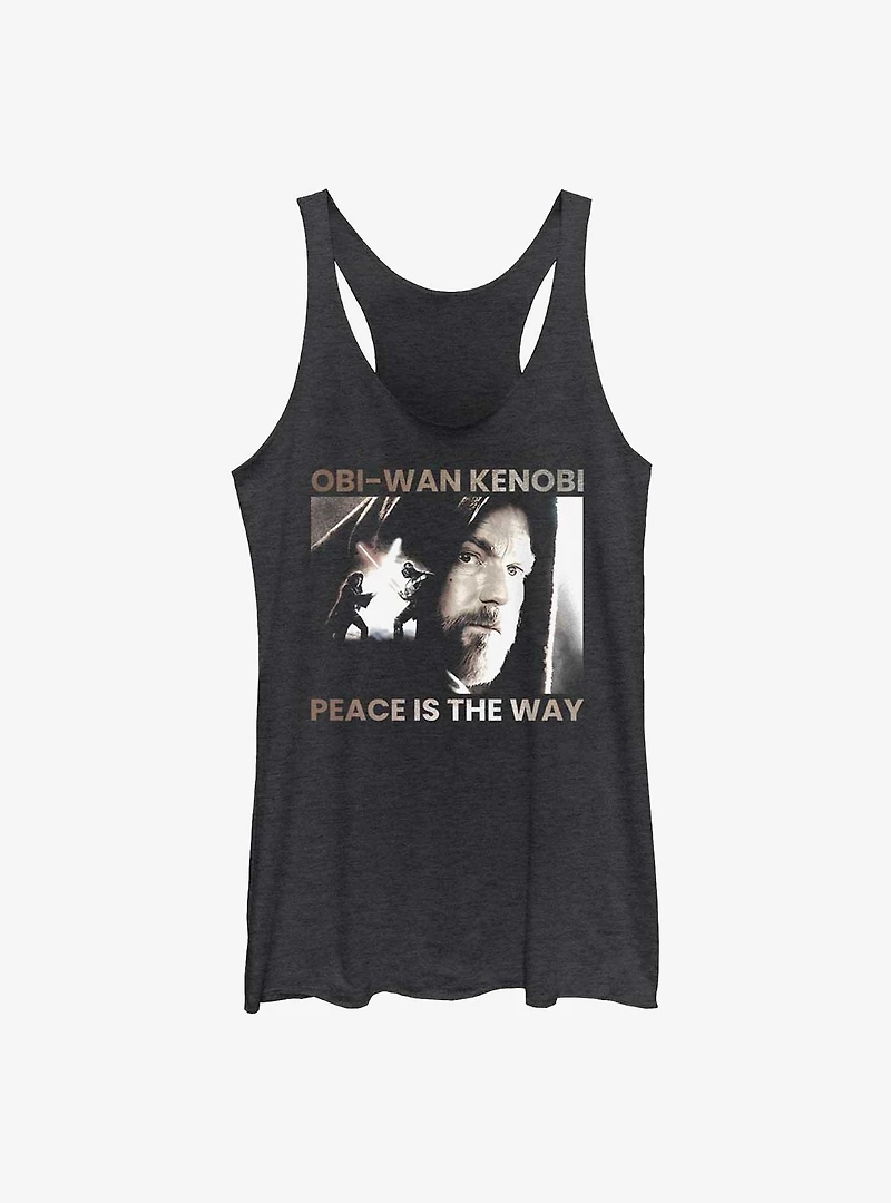 Star Wars Obi-Wan Peace Is The Way Girls Raw Edge Tank