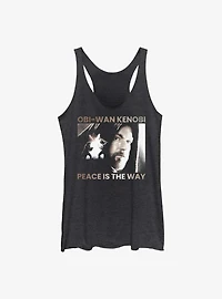 Star Wars Obi-Wan Peace Is The Way Girls Raw Edge Tank