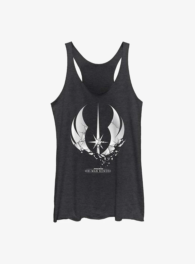 Star Wars Obi-Wan Shattered Jedi Logo Girls Raw Edge Tank