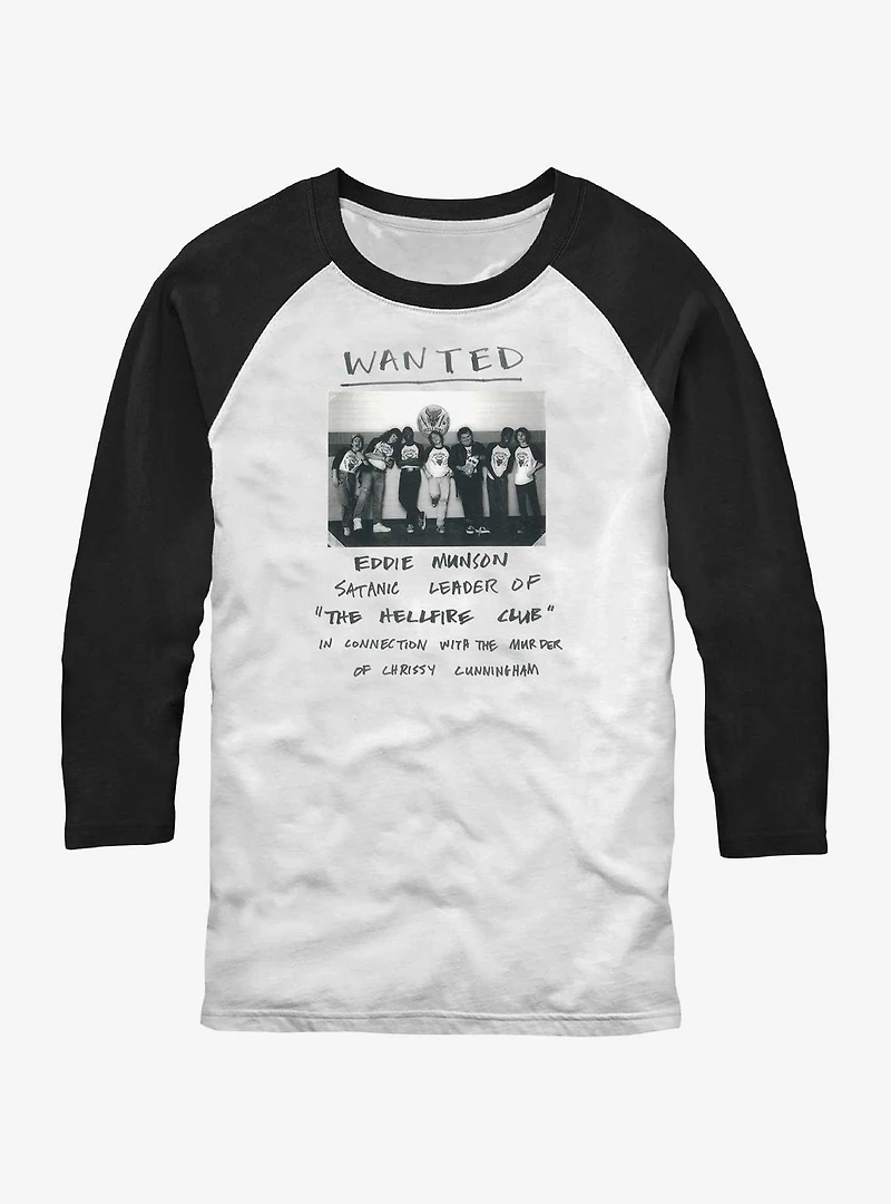 Stranger Things Wanted Eddie Munson Hellfire Club Raglan