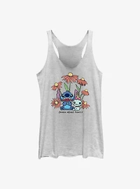 Disney Lilo & Stitch Chibi Floral Ohana Means Family Womens Tank Top