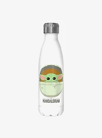 Star Wars The Mandalorian The Child Cute Bassinet White Stainless Steel Water Bottle