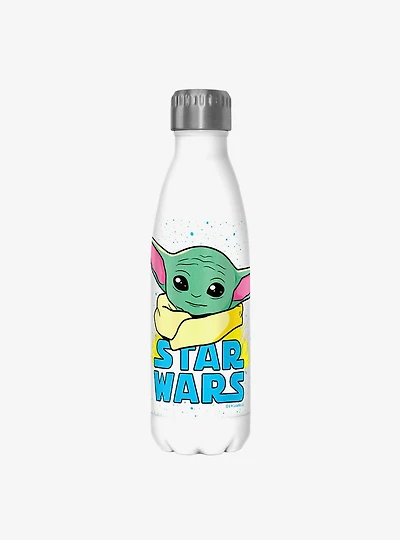 Star Wars The Mandalorian The Child Profile Logo White Stainless Steel Water Bottle