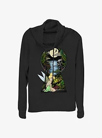 Disney Tinker Bell Keyhole To Neverland Cowl Neck Long-Sleeve Top