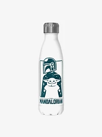 Star Wars The Mandalorian Cute Silhouette White Stainless Steel Water Bottle