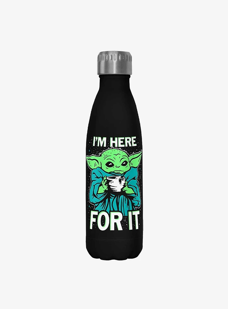 Star Wars The Mandalorian Here For It Black Stainless Steel Water Bottle