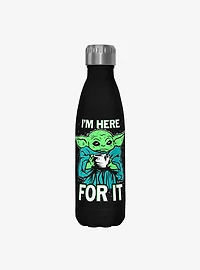 Star Wars The Mandalorian Here For It Black Stainless Steel Water Bottle