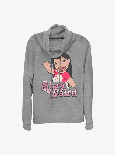 Disney Lilo & Stitch Stay Weird Cowl Neck Long-Sleeve Top