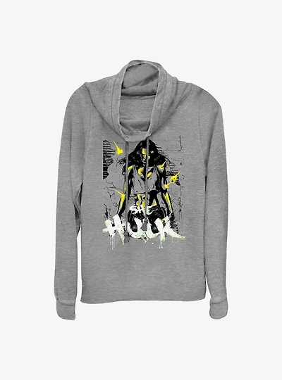 Marvel She Hulk Invincible Green Cowl Neck Long-Sleeve Girls Top