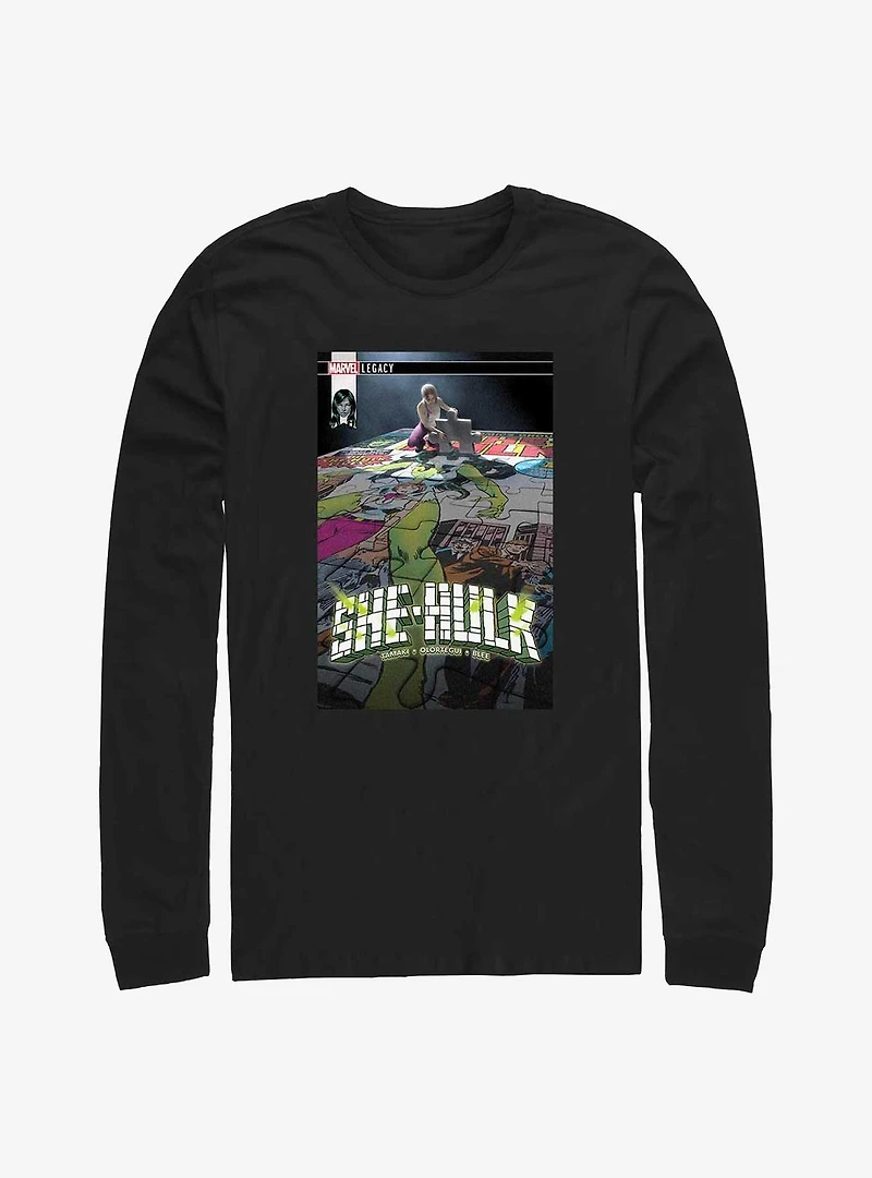 Marvel She Hulk Puzzle Comic Cover Long-Sleeve T-Shirt