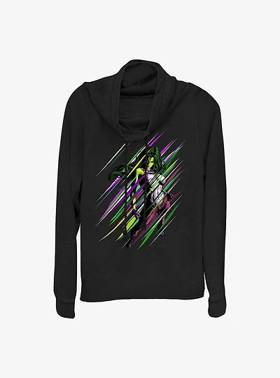 Marvel She Hulk Sensational Cowl Neck Long-Sleeve Girls Top