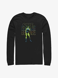 Marvel She Hulk Stacked Block Logo Long-Sleeve T-Shirt