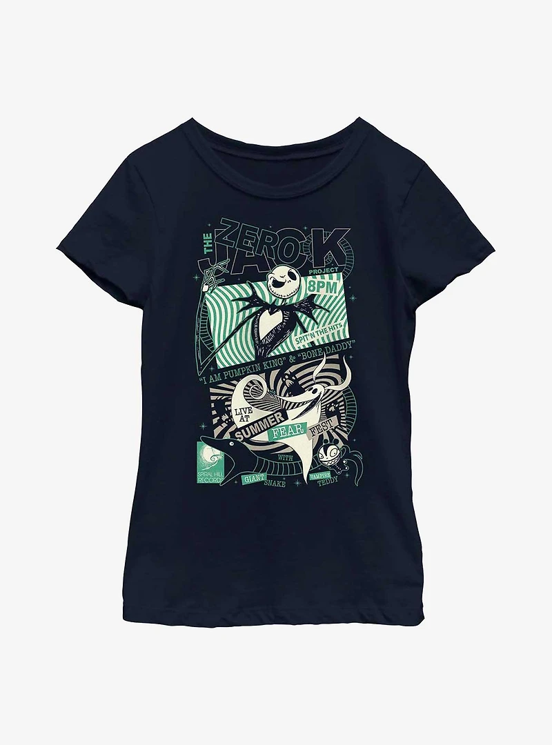 Disney The Nightmare Before Christmas Jack & Zero Fear Fest Poster Youth Girls T-Shirt