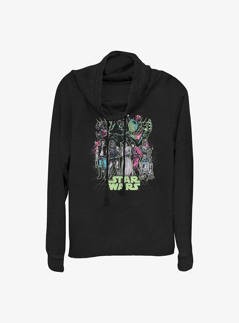 Star Wars Neon Galaxy Cowl Neck Long-Sleeve Top