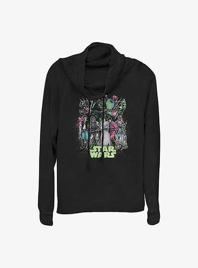 Star Wars Neon Galaxy Cowl Neck Long-Sleeve Top