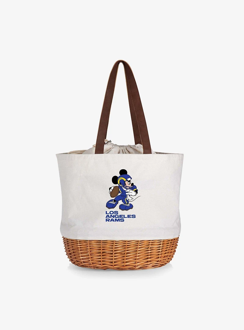 Disney Mickey Mouse NFL Los Angeles Rams Canvas Willow Basket Tote