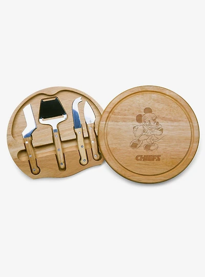Disney Mickey Mouse NFL KC Chiefs Circo Cheese Cutting Board & Tools Set